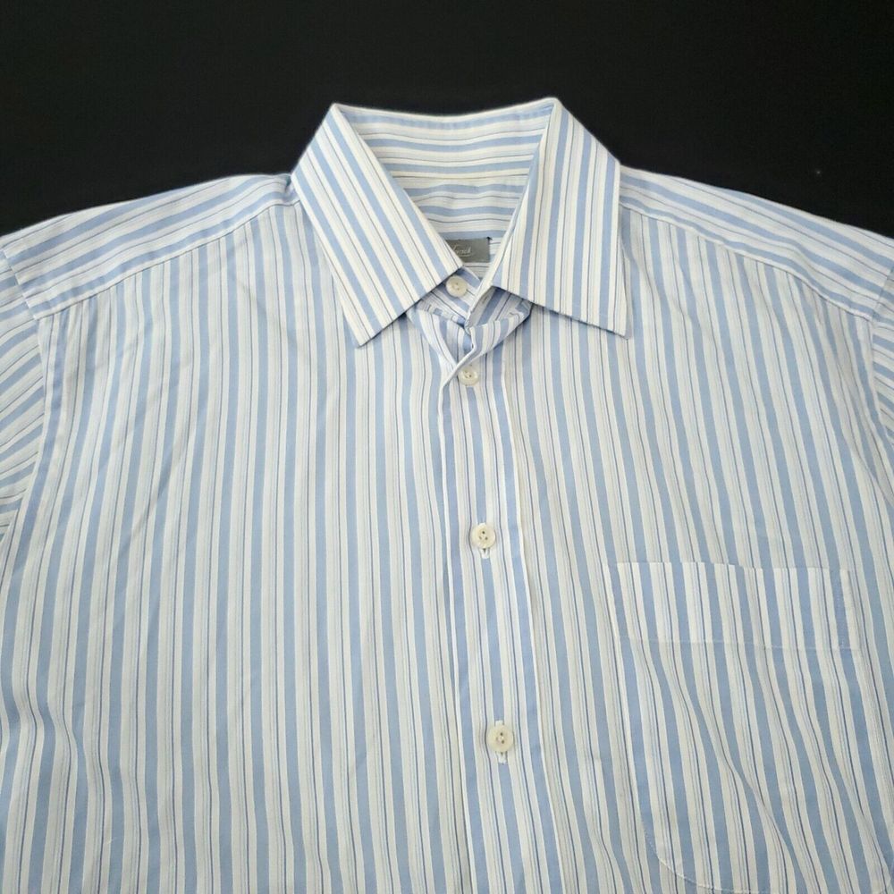 Van Laack Royal Button Down Shirt Mens Medium Blue Casual Dress Short Sleeve M - Picture 9 of 13